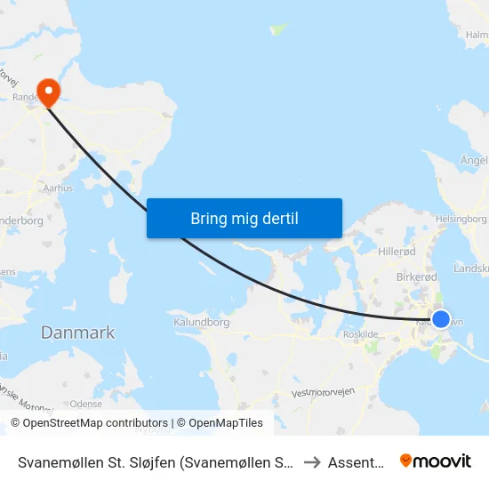 Svanemøllen St. Sløjfen (Svanemøllen St.) to Assentoft map