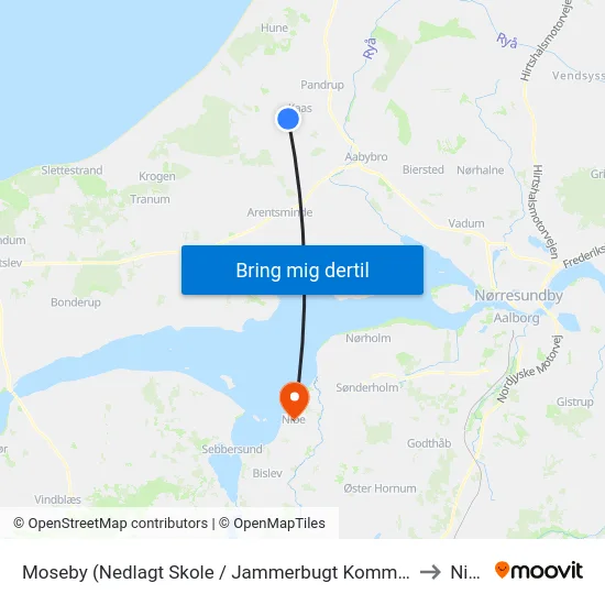 Moseby (Nedlagt Skole / Jammerbugt Kommune) to Nibe map