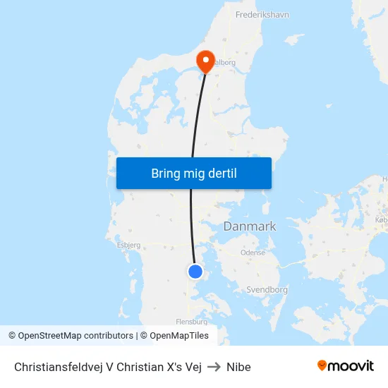 Christiansfeldvej V Christian X's Vej to Nibe map