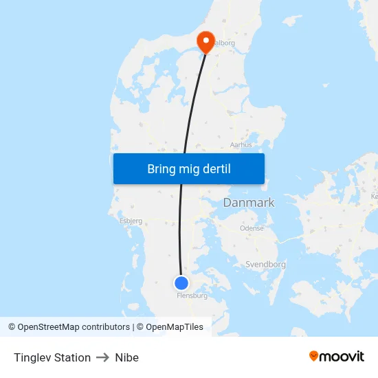 Tinglev Station to Nibe map