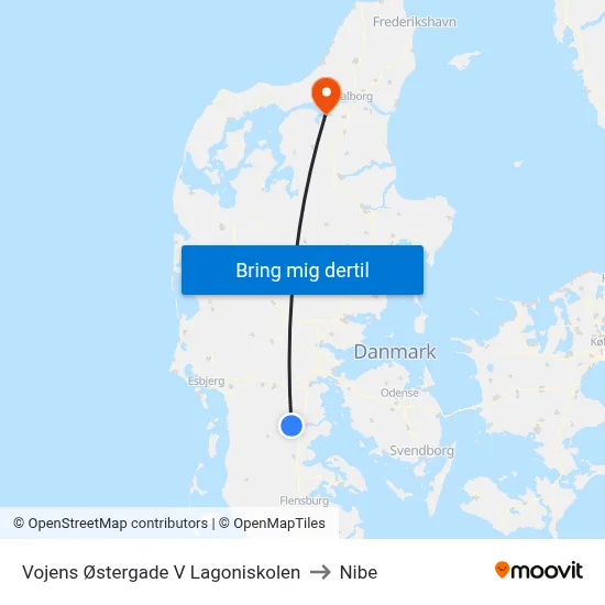 Vojens Østergade V Lagoniskolen to Nibe map