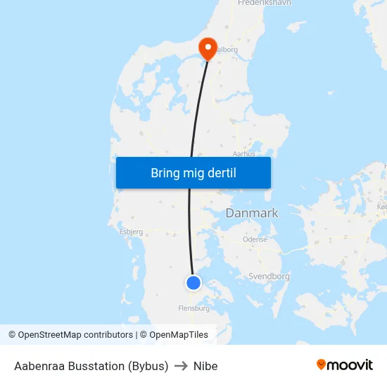 Aabenraa Busstation (Bybus) to Nibe map