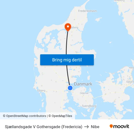 Sjællandsgade V Gothersgade (Fredericia) to Nibe map