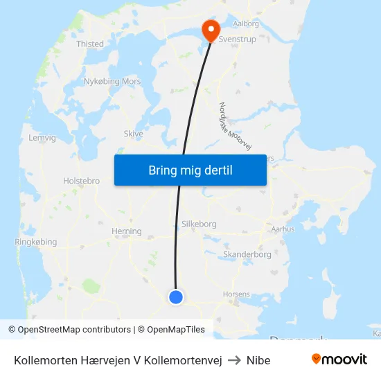 Kollemorten Hærvejen V Kollemortenvej to Nibe map