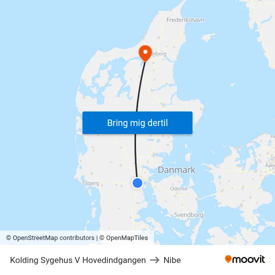 Kolding Sygehus V Hovedindgangen to Nibe map