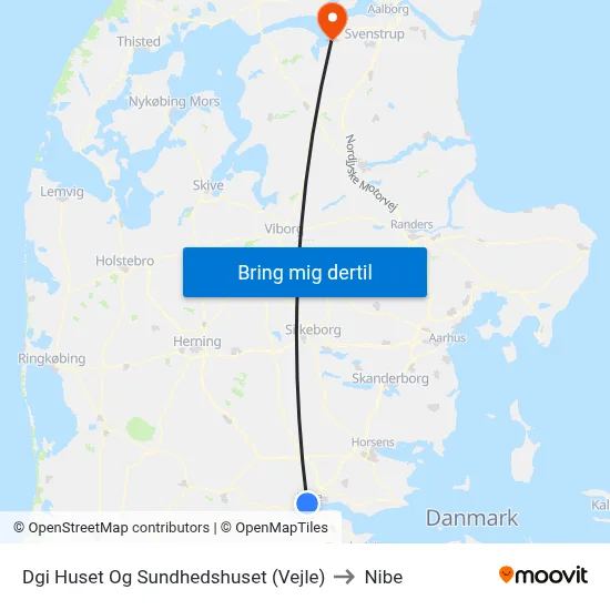 Dgi Huset Og Sundhedshuset (Vejle) to Nibe map