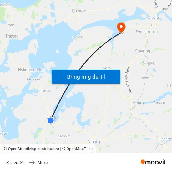 Skive St. to Nibe map