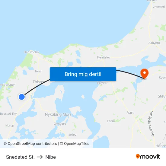 Snedsted St. to Nibe map