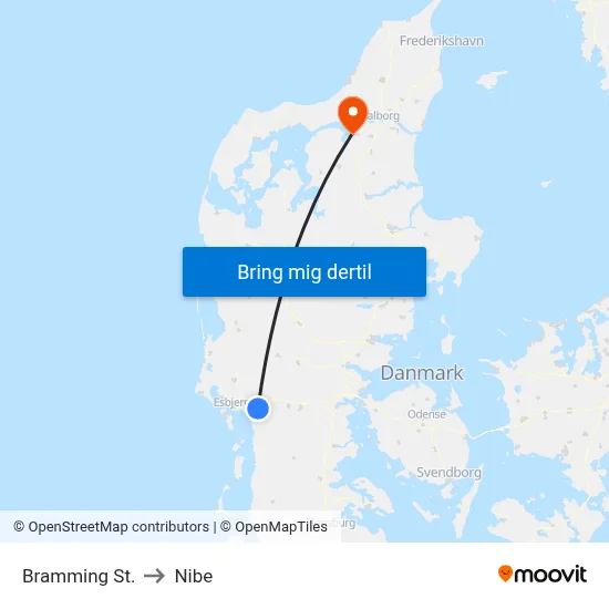 Bramming St. to Nibe map