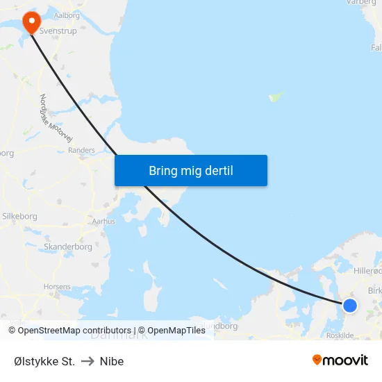 Ølstykke St. to Nibe map