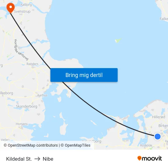 Kildedal St. to Nibe map