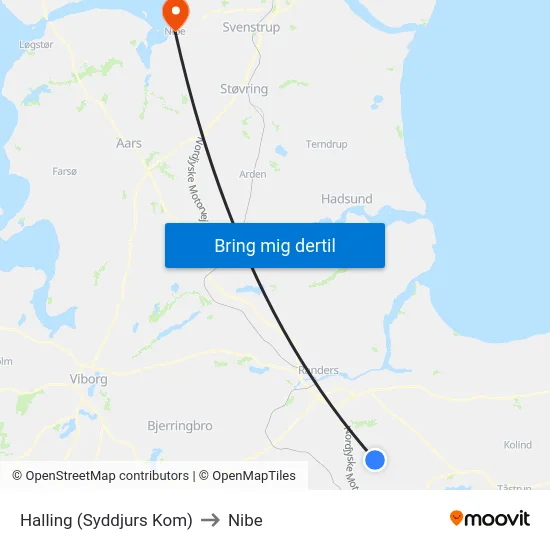 Halling (Syddjurs Kom) to Nibe map