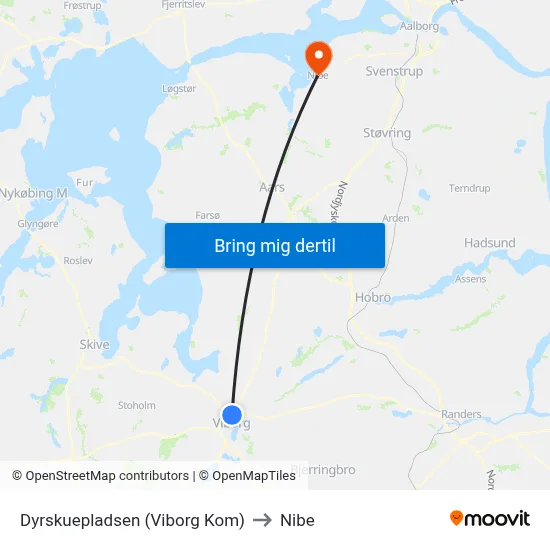 Dyrskuepladsen (Viborg Kom) to Nibe map