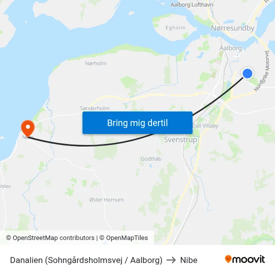 Danalien (Sohngårdsholmsvej / Aalborg) to Nibe map