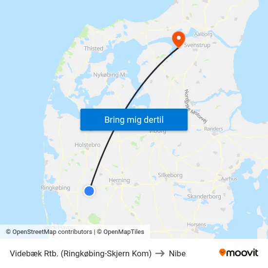 Videbæk Rtb. (Ringkøbing-Skjern Kom) to Nibe map