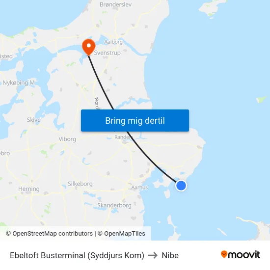 Ebeltoft Busterminal (Syddjurs Kom) to Nibe map