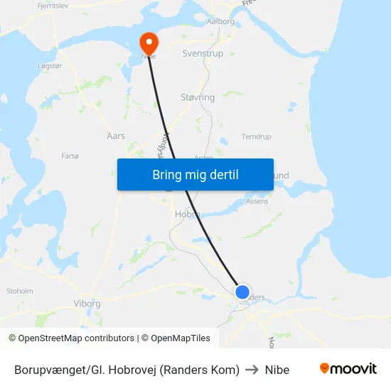 Borupvænget/Gl. Hobrovej (Randers Kom) to Nibe map