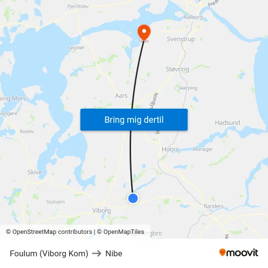 Foulum (Viborg Kom) to Nibe map