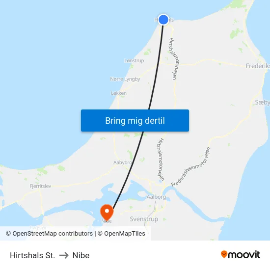 Hirtshals St. to Nibe map