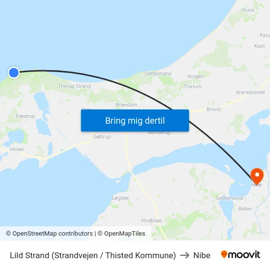 Lild Strand (Strandvejen / Thisted Kommune) to Nibe map