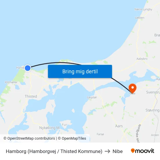 Hamborg (Hamborgvej / Thisted Kommune) to Nibe map