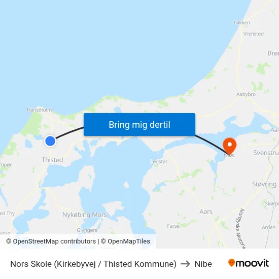 Nors Skole (Kirkebyvej / Thisted Kommune) to Nibe map