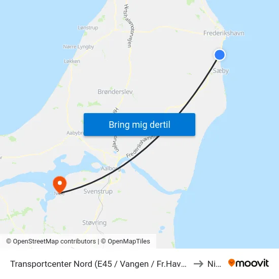 Transportcenter Nord (E45 / Vangen / Fr.Havn K.) to Nibe map