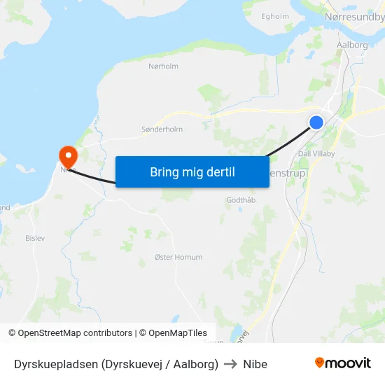Dyrskuepladsen (Dyrskuevej / Aalborg) to Nibe map