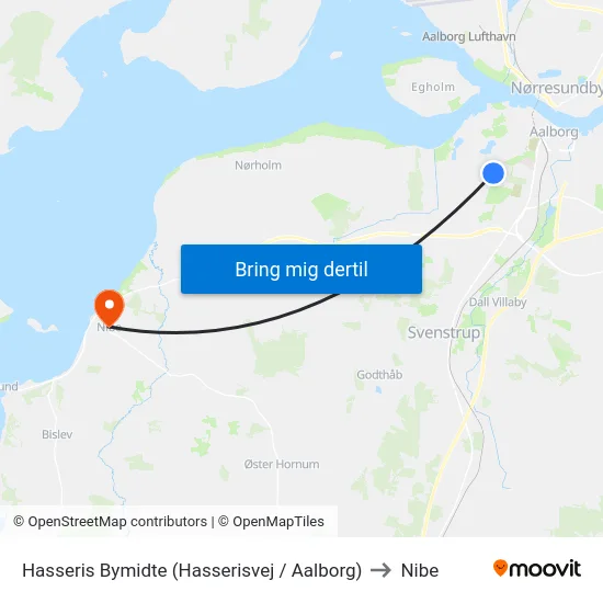 Hasseris Bymidte (Hasserisvej / Aalborg) to Nibe map