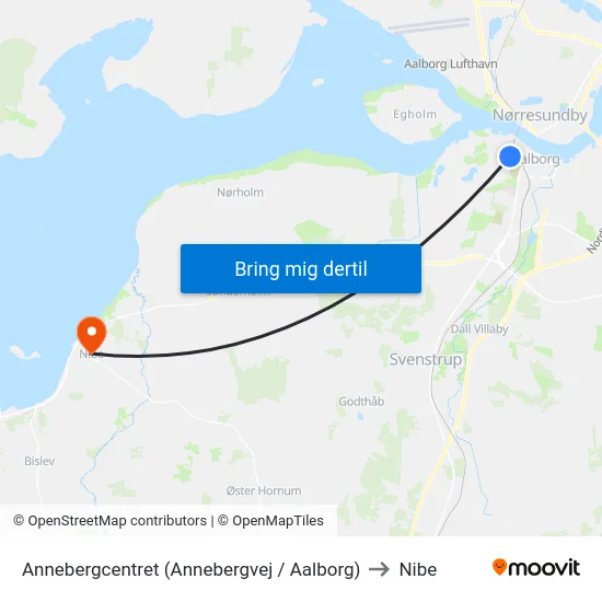 Annebergcentret (Annebergvej / Aalborg) to Nibe map