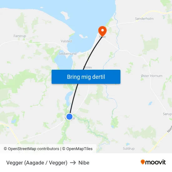 Vegger (Aagade / Vegger) to Nibe map