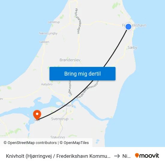 Knivholt (Hjørringvej / Frederikshavn Kommune) to Nibe map