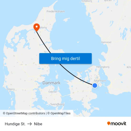 Hundige St. to Nibe map