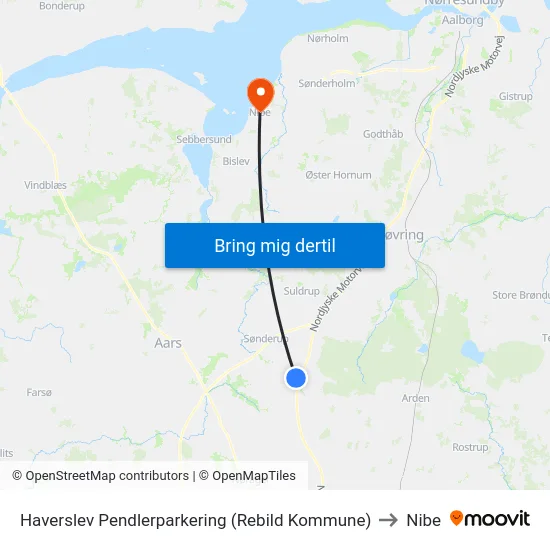 Haverslev Pendlerparkering (Rebild Kommune) to Nibe map