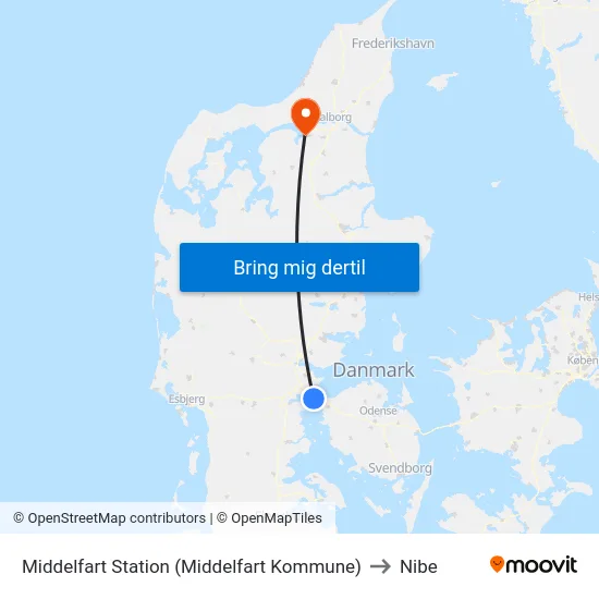 Middelfart Station (Middelfart Kommune) to Nibe map
