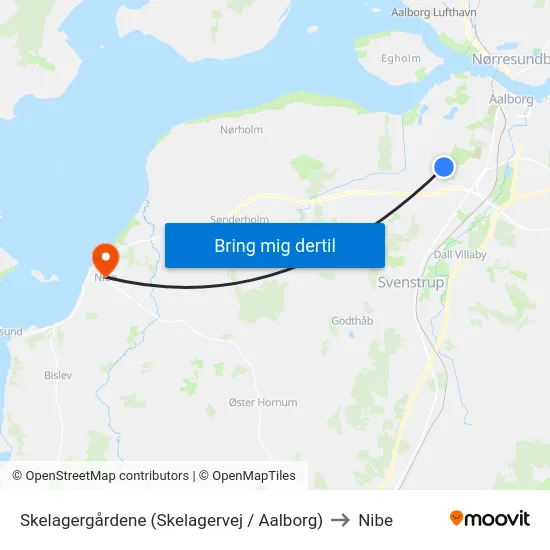 Skelagergårdene (Skelagervej / Aalborg) to Nibe map