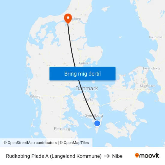 Rudkøbing Plads A (Langeland Kommune) to Nibe map