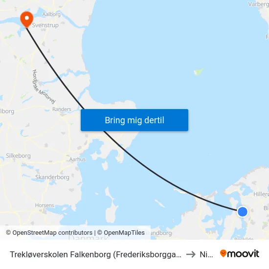 Trekløverskolen Falkenborg (Frederiksborggade) to Nibe map