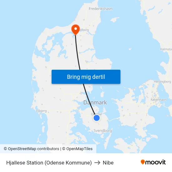 Hjallese Station (Odense Kommune) to Nibe map