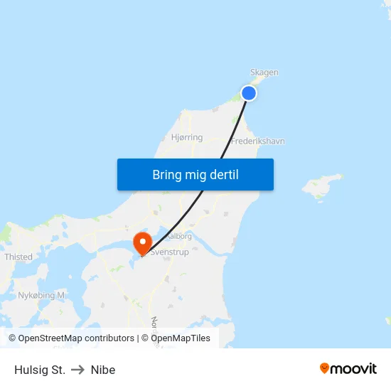 Hulsig St. to Nibe map