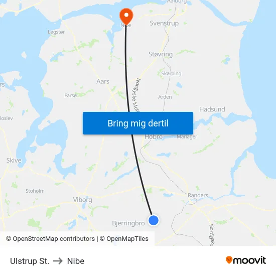 Ulstrup St. to Nibe map