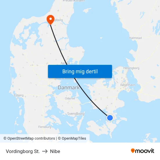 Vordingborg St. to Nibe map