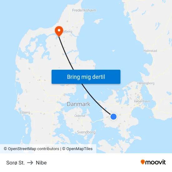 Sorø St. to Nibe map