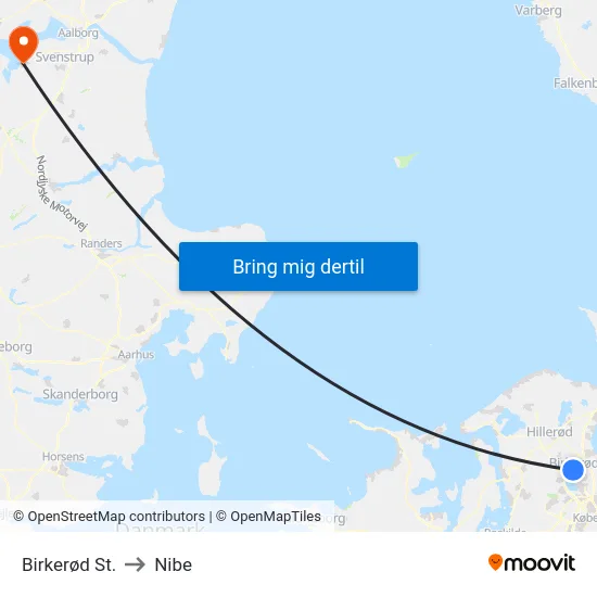 Birkerød St. to Nibe map