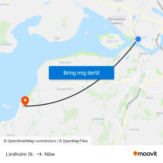 Lindholm St. to Nibe map