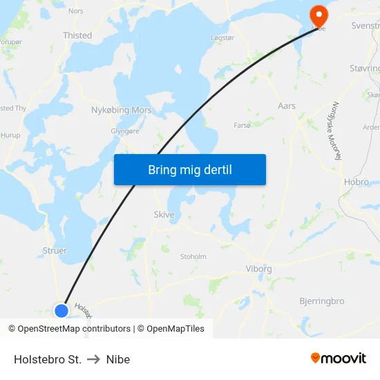 Holstebro St. to Nibe map