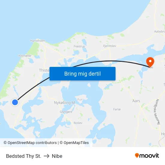 Bedsted Thy St. to Nibe map