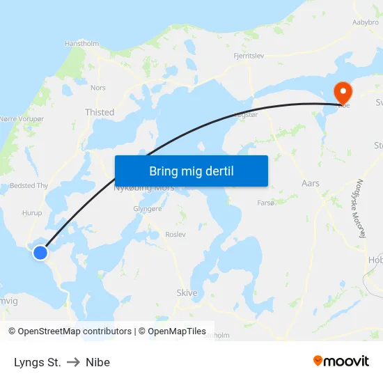 Lyngs St. to Nibe map