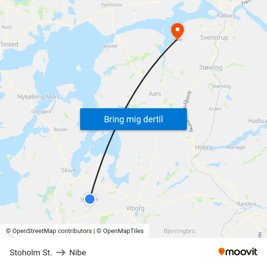 Stoholm St. to Nibe map