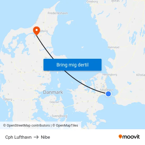 Cph Lufthavn to Nibe map